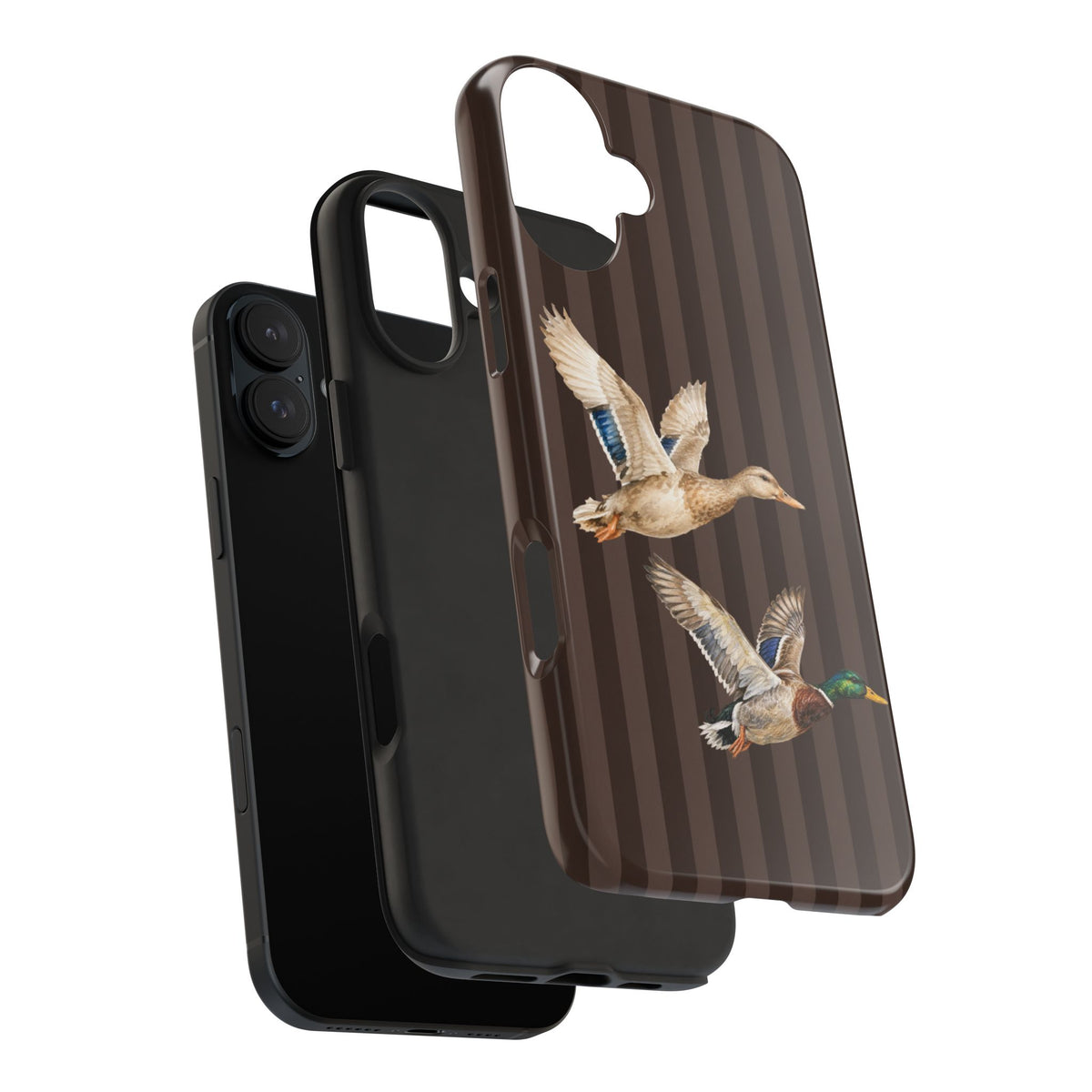 The Duck Flight Phone Case — Brown Striped