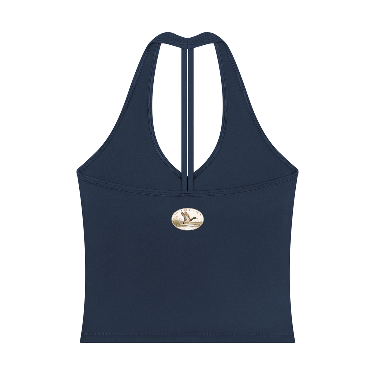 Ella Blue Faux Patch V-Neck Yoga Tank