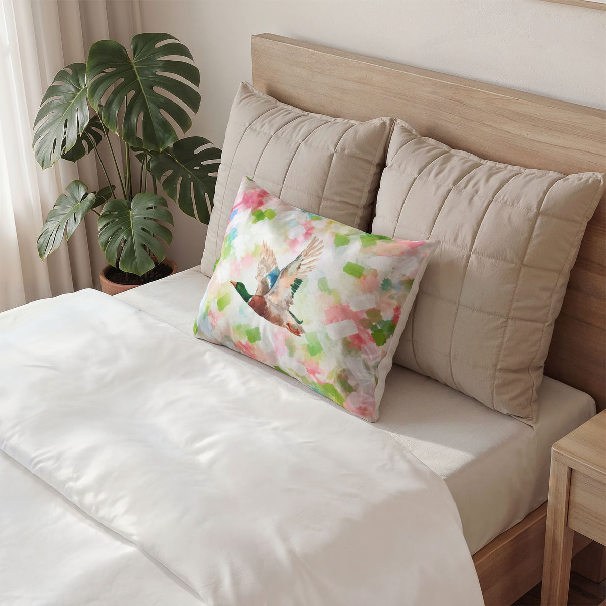 Mallard Duck Confetti Watercolor Pillow Sham