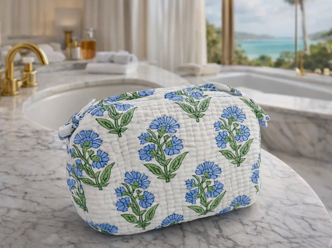 Quilted Blue Floral Bag