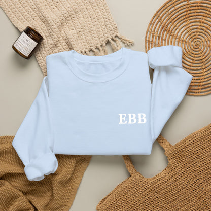 Custom Monogram Embroidery Sweatshirt — Classic White
