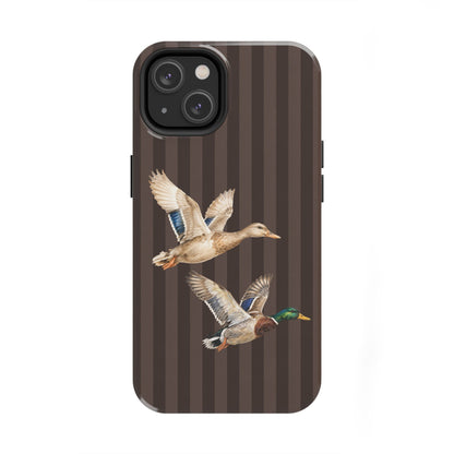 The Duck Flight Phone Case — Brown Striped