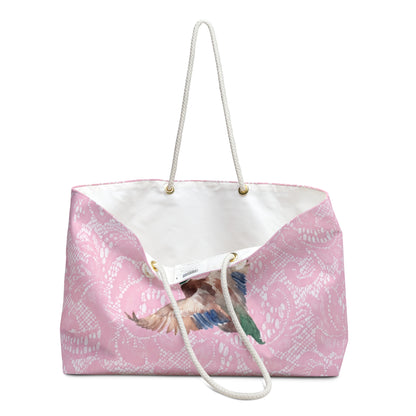 Pink Lace Mallard Duck Weekender Bag
