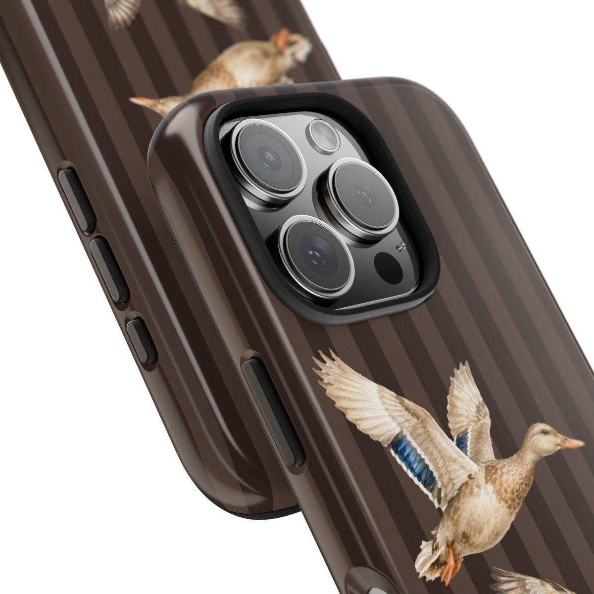 The Duck Flight Phone Case — Brown Striped