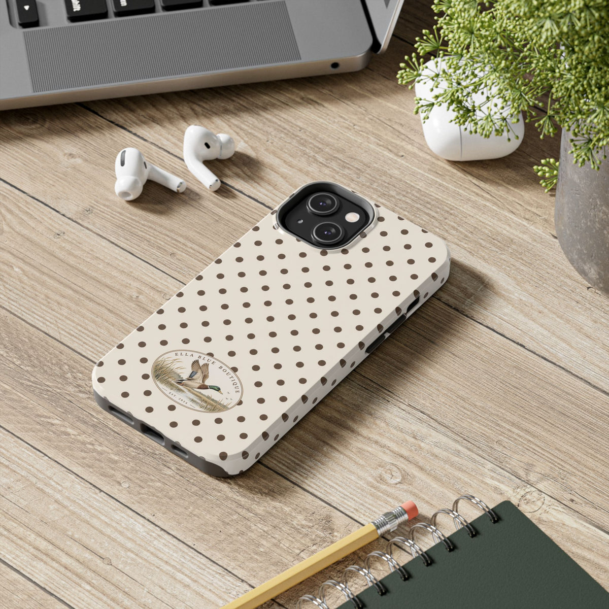 Ella Blue Vintage Waterfowl Polka Dot Phone Case