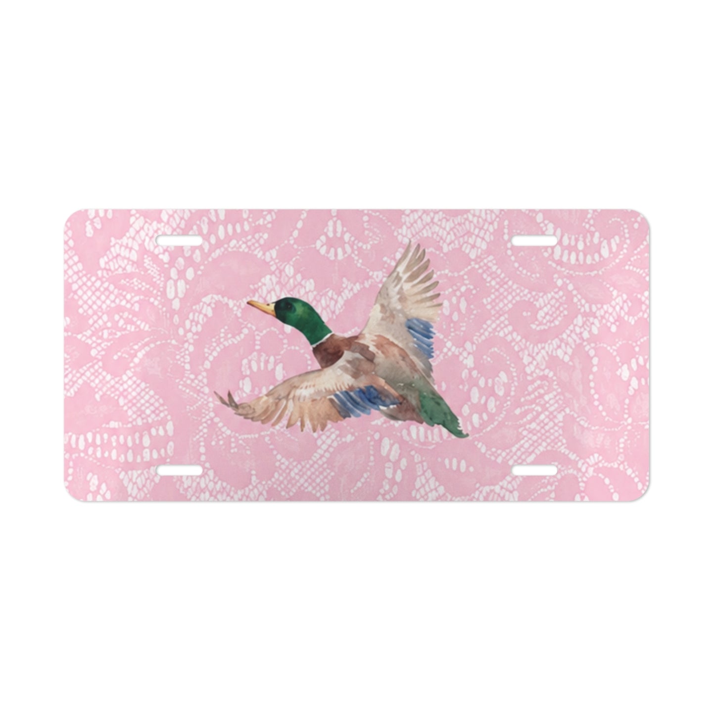 Pink Lace Mallard Duck License Plate