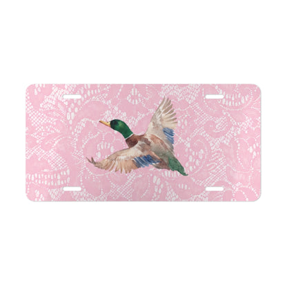 Pink Lace Mallard Duck License Plate