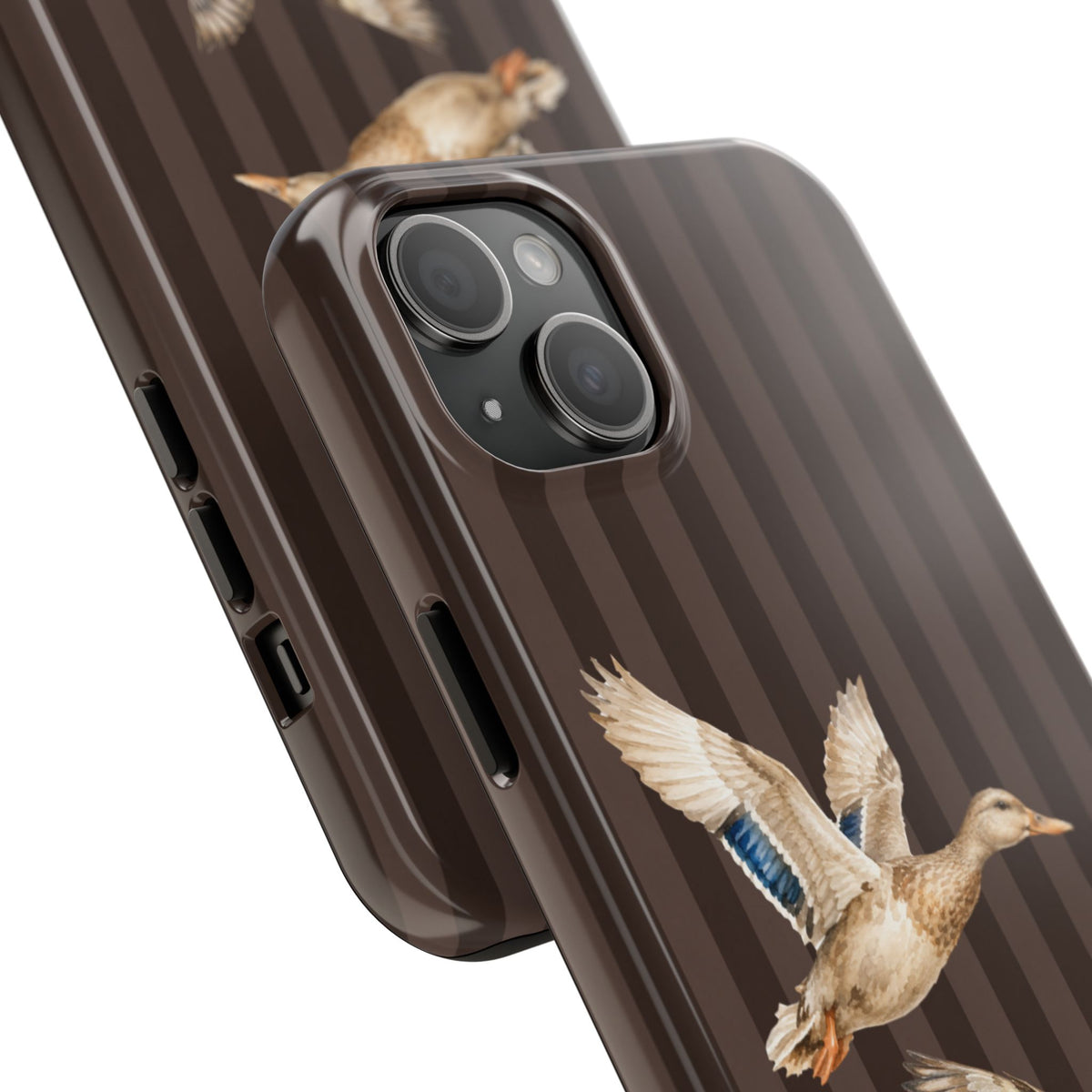 The Duck Flight Phone Case — Brown Striped