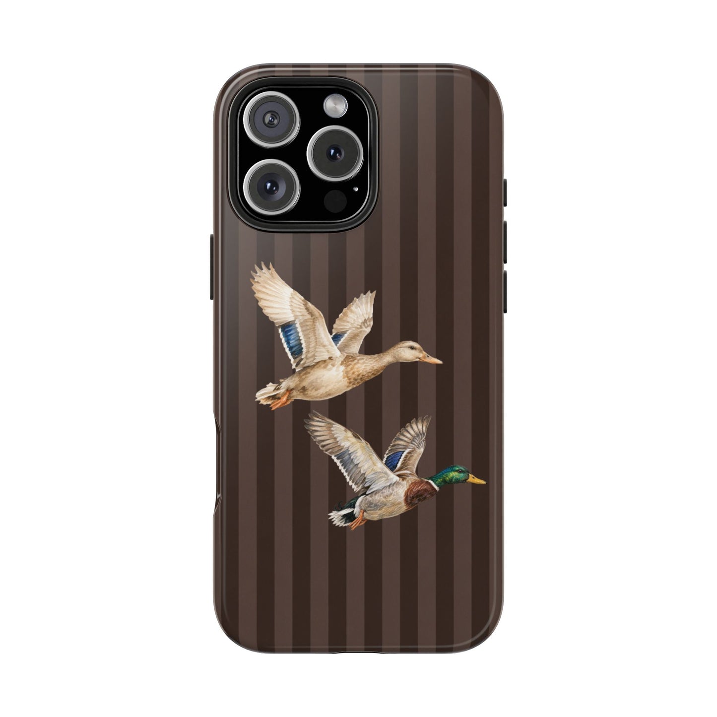 The Duck Flight Phone Case — Brown Striped