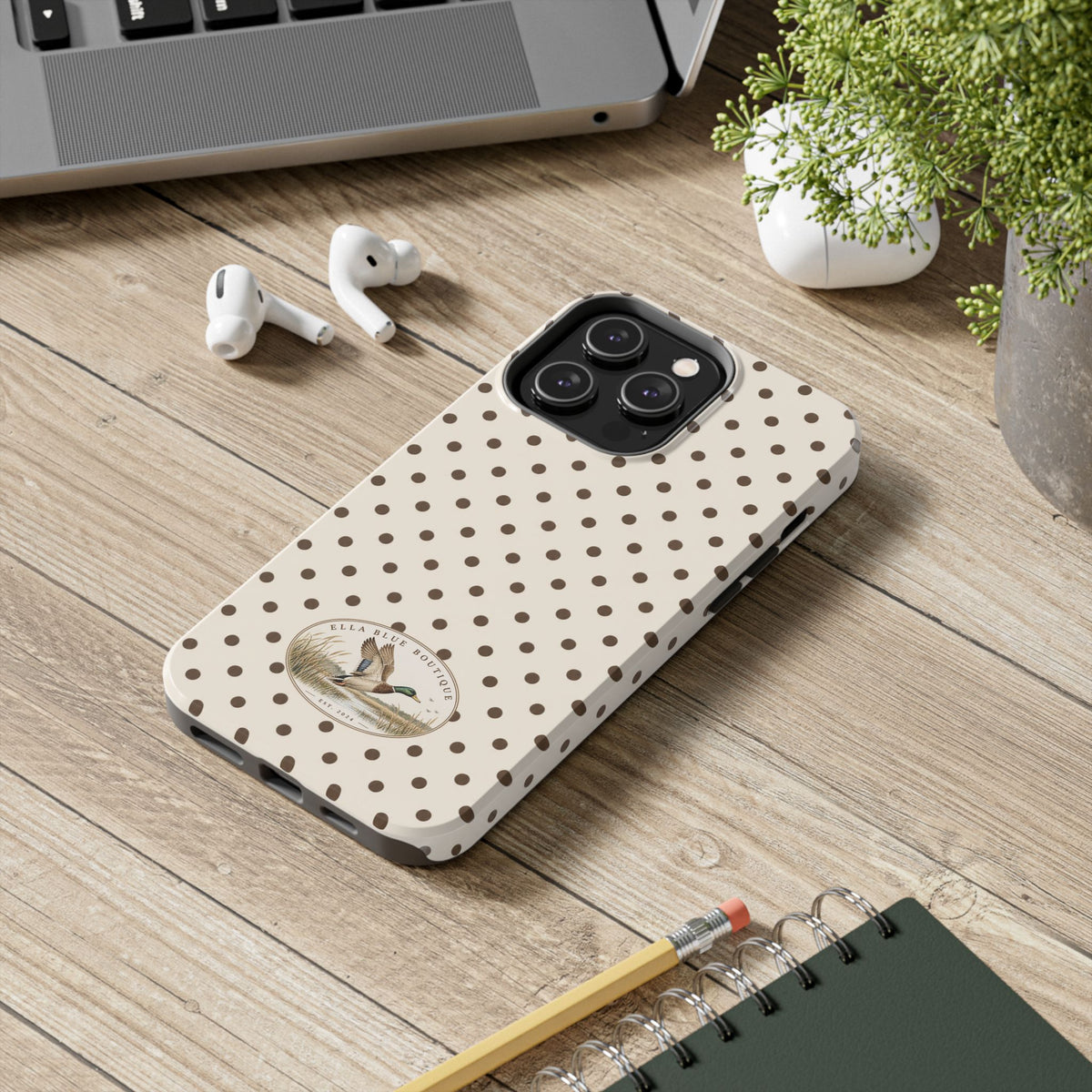 Ella Blue Vintage Waterfowl Polka Dot Phone Case