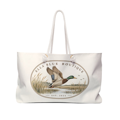Mallard Duck Weekender Bag — Ella Blue Boutique Canvas Travel Tote