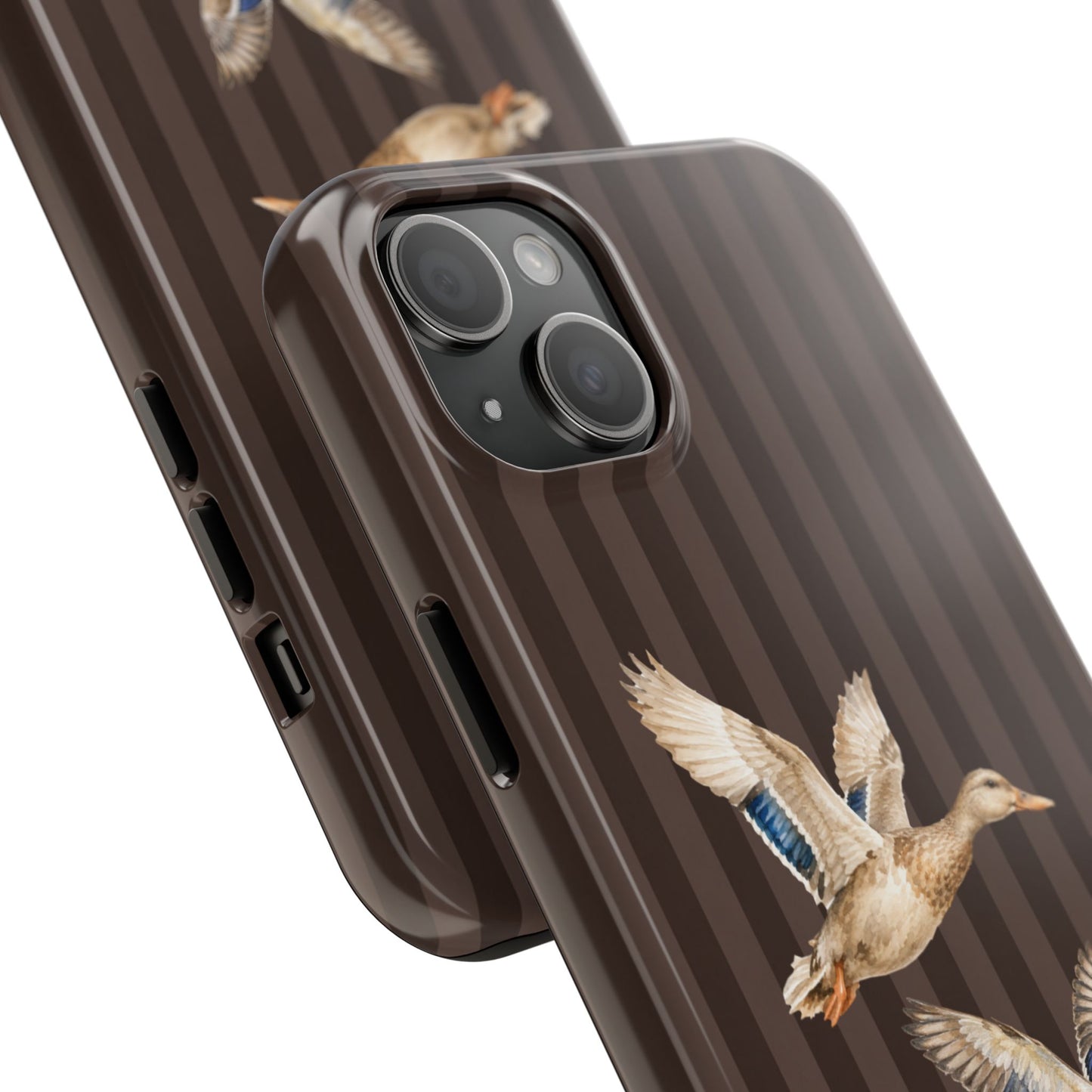 The Duck Flight Phone Case — Brown Striped