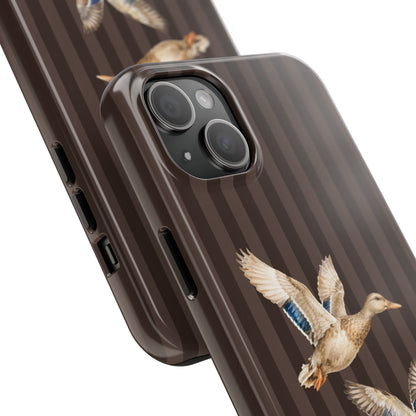 The Duck Flight Phone Case — Brown Striped