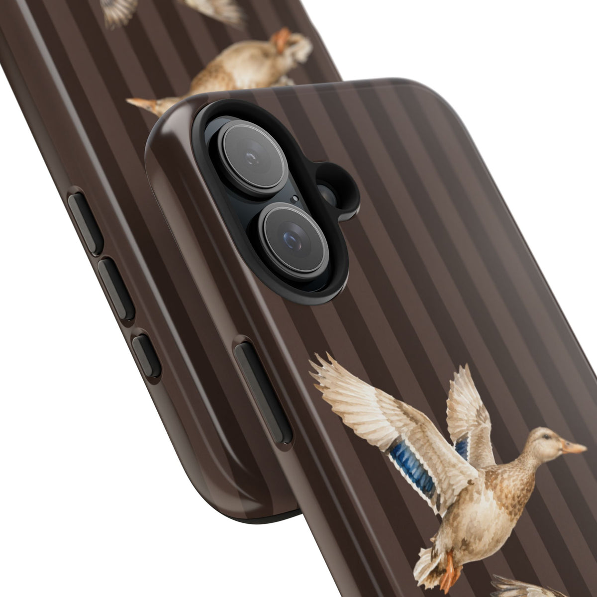 The Duck Flight Phone Case — Brown Striped