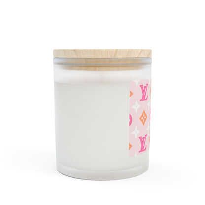 Pink Monogram Candle — Pink Luxe Frosted Glass, 11oz