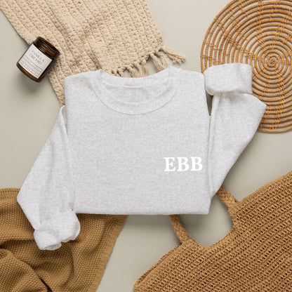 Custom Monogram Embroidery Sweatshirt — Classic White