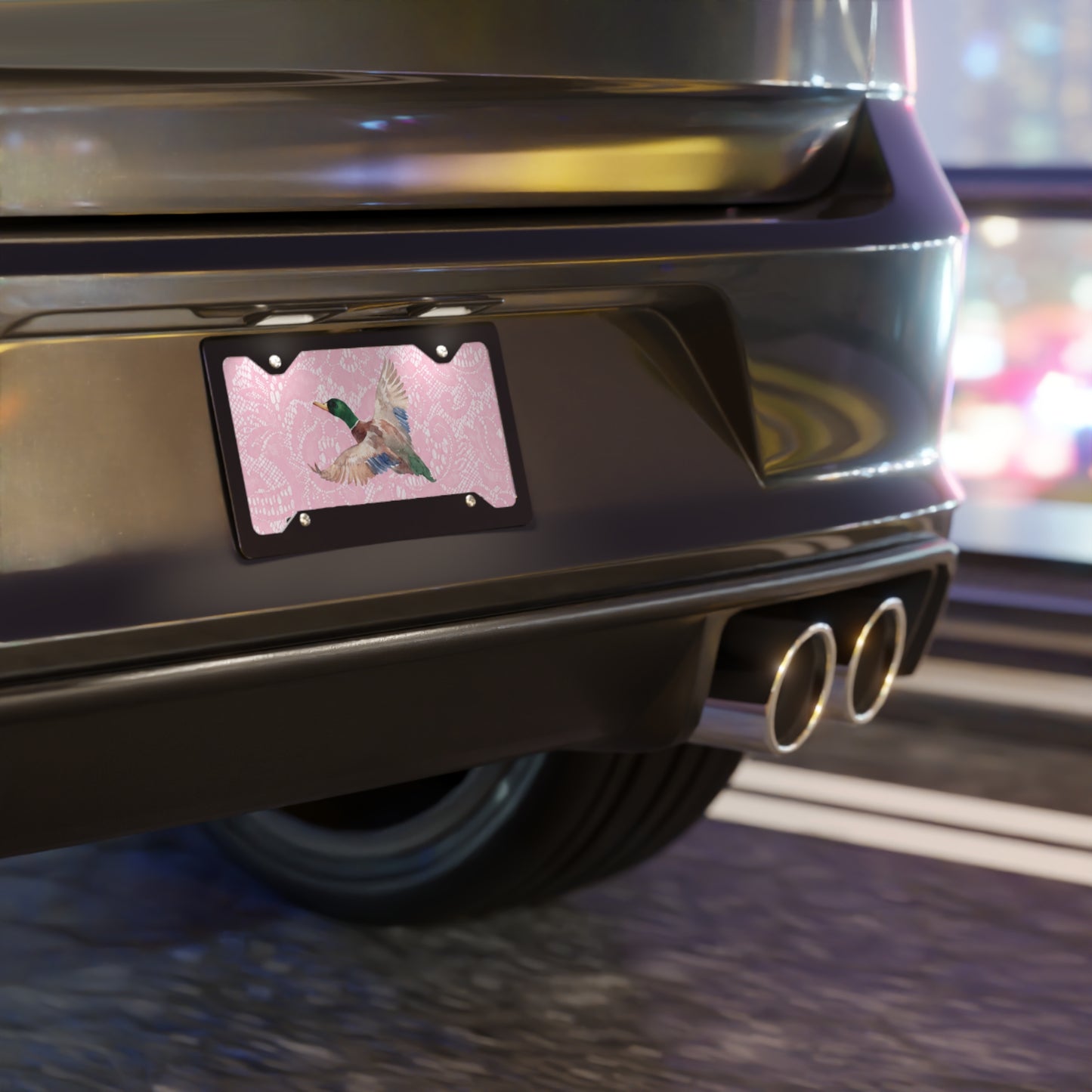 Pink Lace Mallard Duck License Plate
