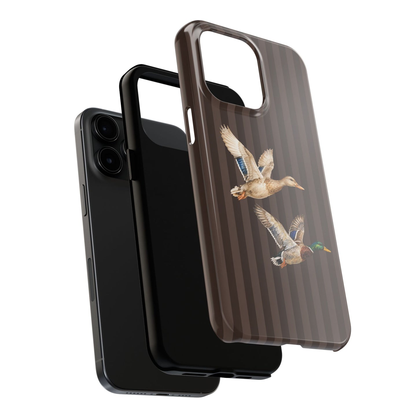 The Duck Flight Phone Case — Brown Striped