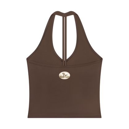 Ella Blue Faux Patch V-Neck Yoga Tank