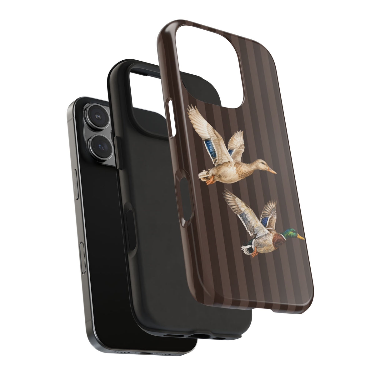 The Duck Flight Phone Case — Brown Striped