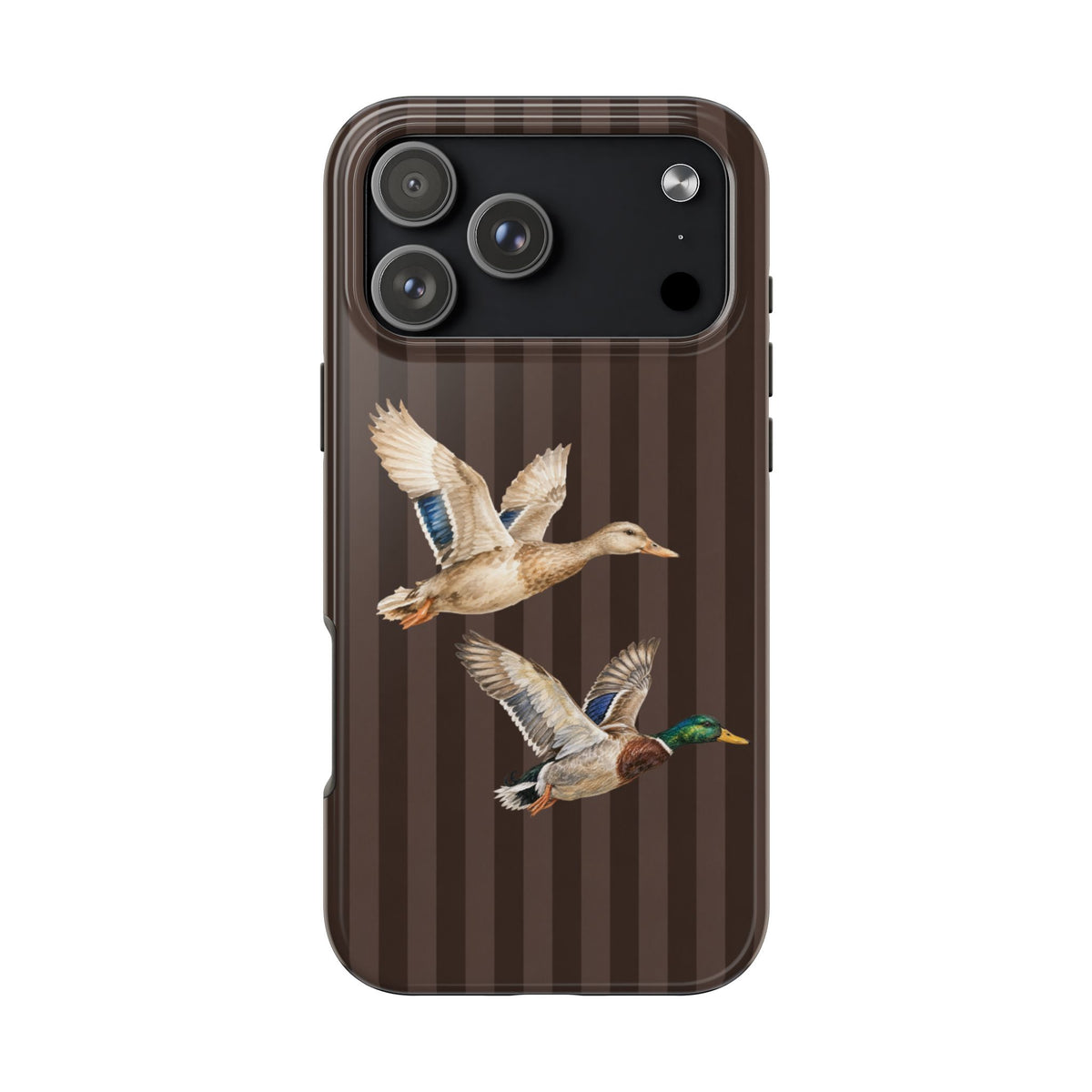 The Duck Flight Phone Case — Brown Striped