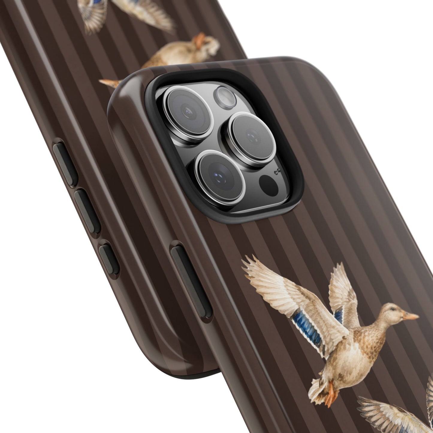 The Duck Flight Phone Case — Brown Striped