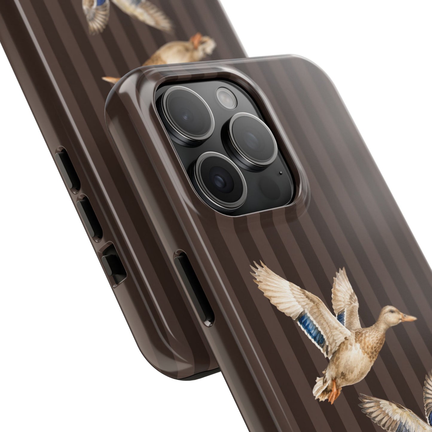 The Duck Flight Phone Case — Brown Striped