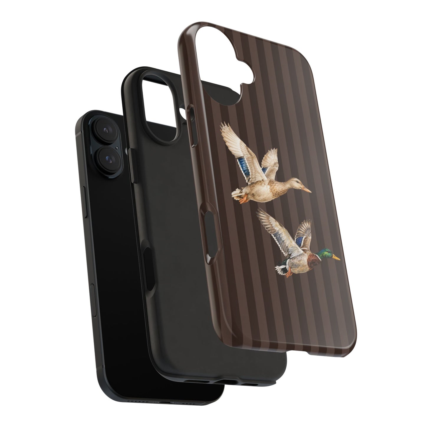 The Duck Flight Phone Case — Brown Striped