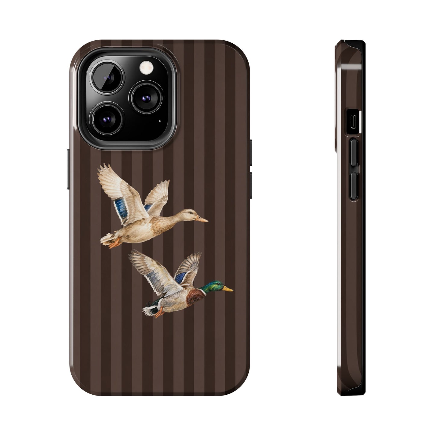 The Duck Flight Phone Case — Brown Striped