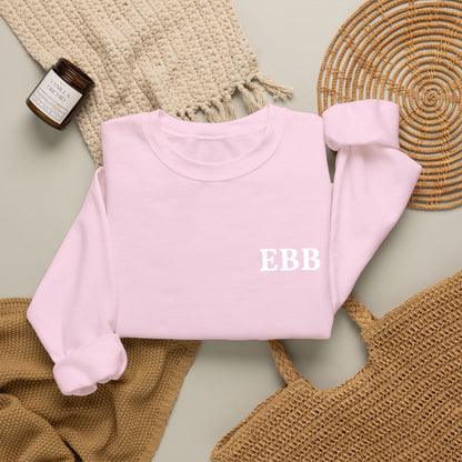 Custom Monogram Embroidery Sweatshirt — Classic White