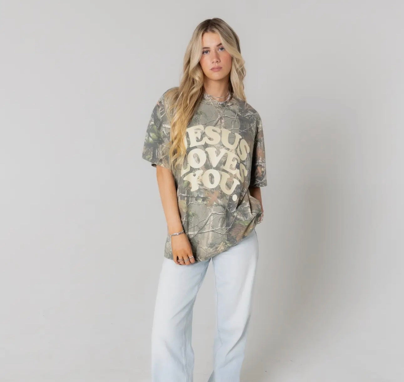 Jesus Loves You Camo Tee - Oversized