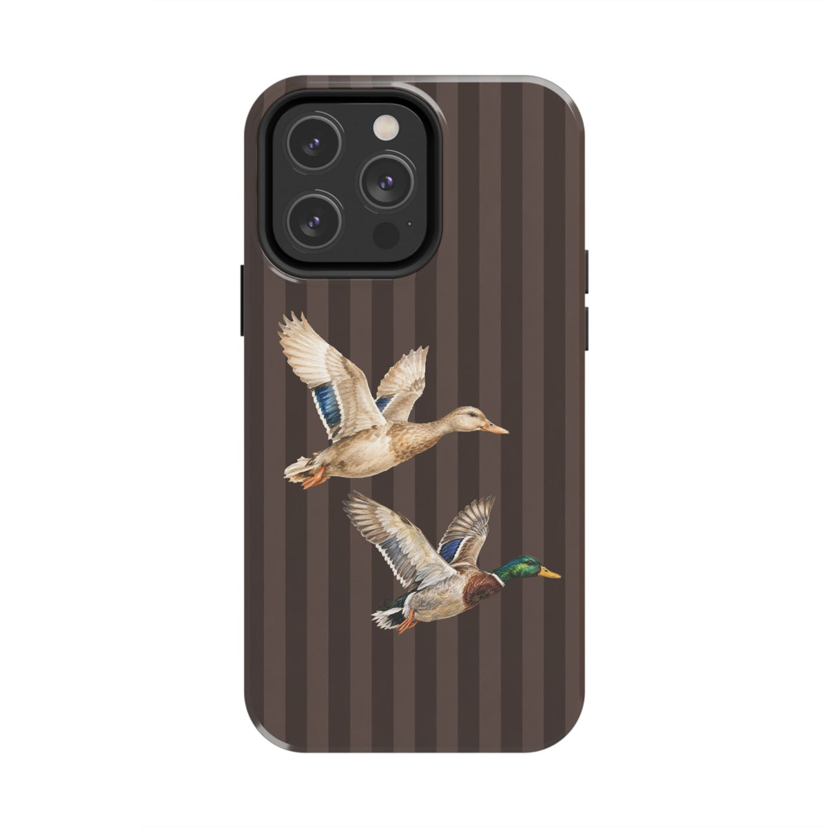 The Duck Flight Phone Case — Brown Striped
