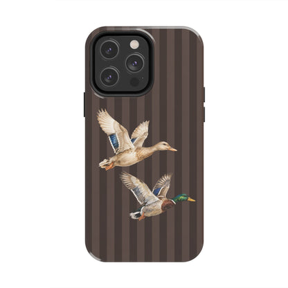 The Duck Flight Phone Case — Brown Striped