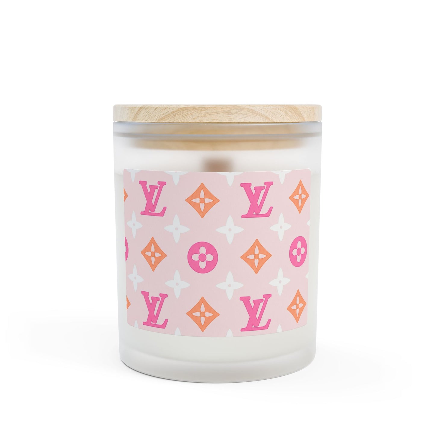 Pink Monogram Candle — Pink Luxe Frosted Glass, 11oz