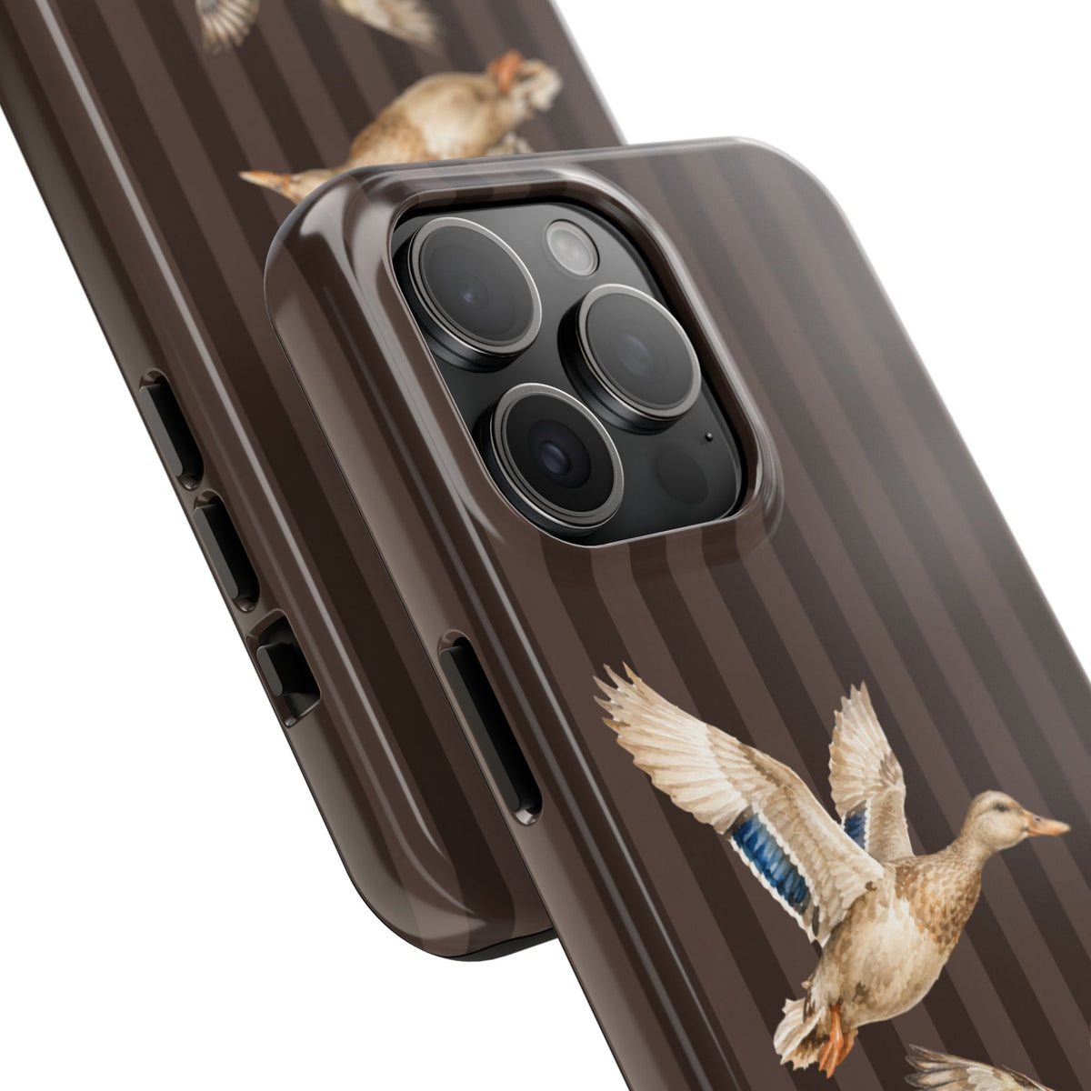 The Duck Flight Phone Case — Brown Striped