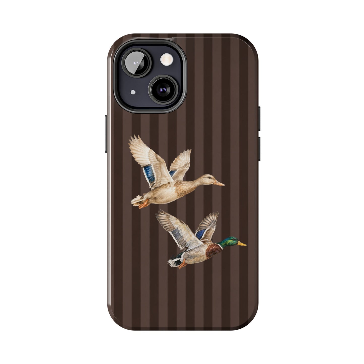 The Duck Flight Phone Case — Brown Striped