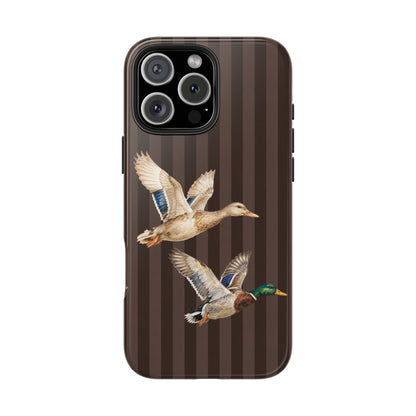 The Duck Flight Phone Case — Brown Striped