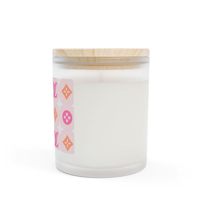Pink Monogram Candle — Pink Luxe Frosted Glass, 11oz