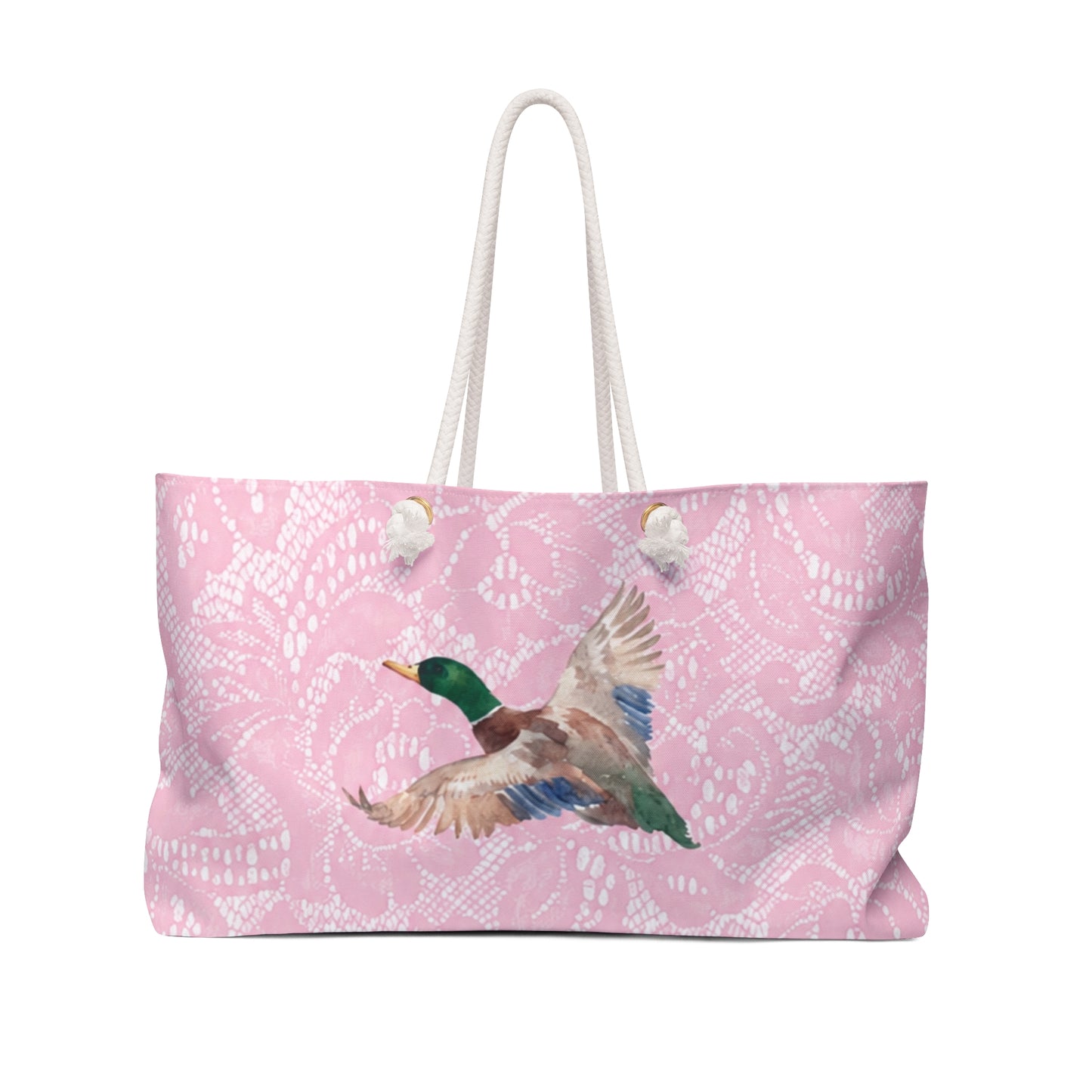 Pink Lace Mallard Duck Weekender Bag