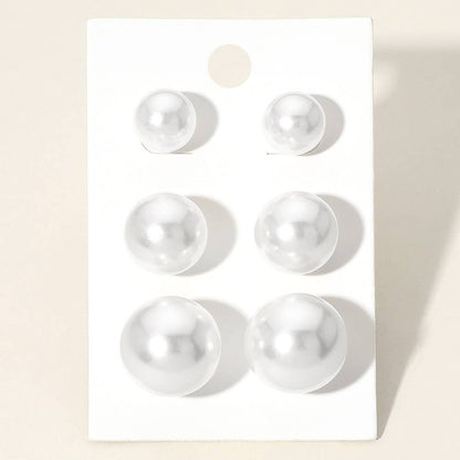 Large Pearl Stud Earring Set - White