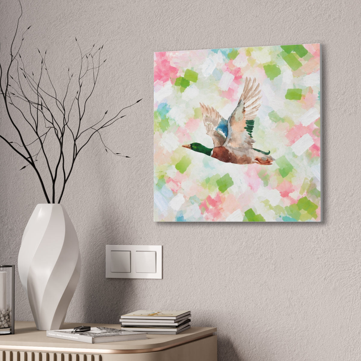Mallard Duck Confetti - Watercolor Canvas Print