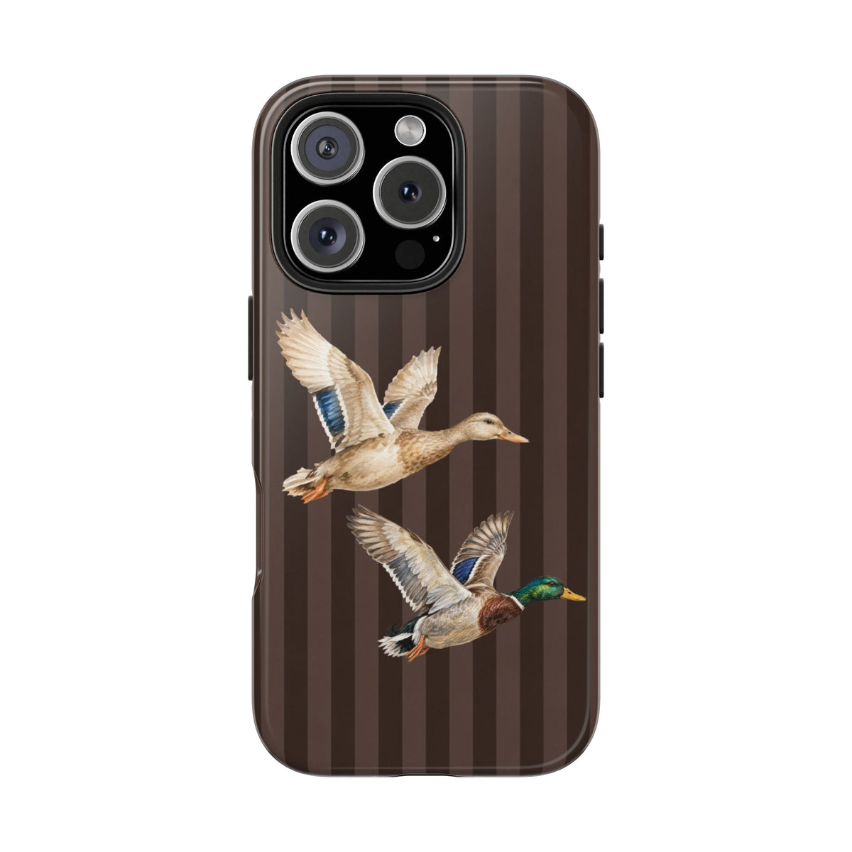 The Duck Flight Phone Case — Brown Striped