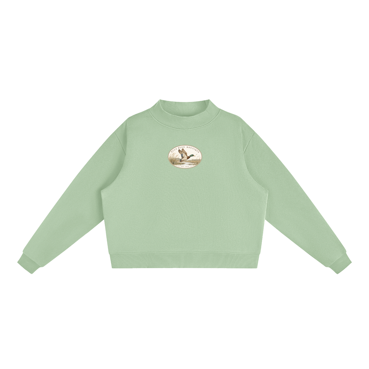 Ella Blue Patch Mock-Neck