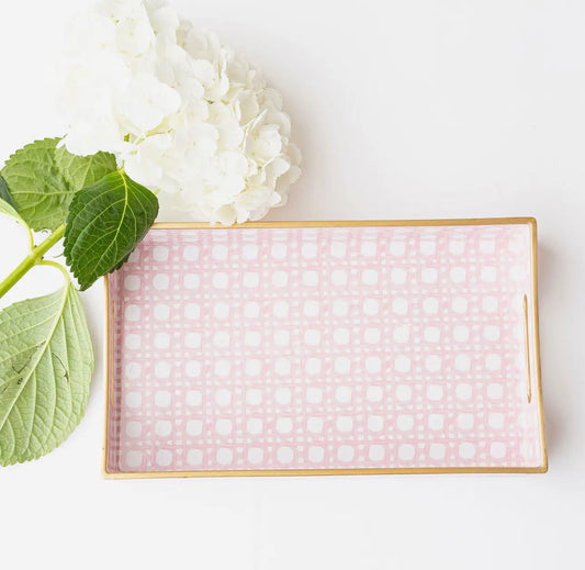 Pink Cane Vanity Tray