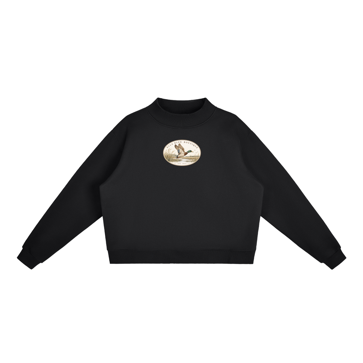 Faux Patch Mock Neck