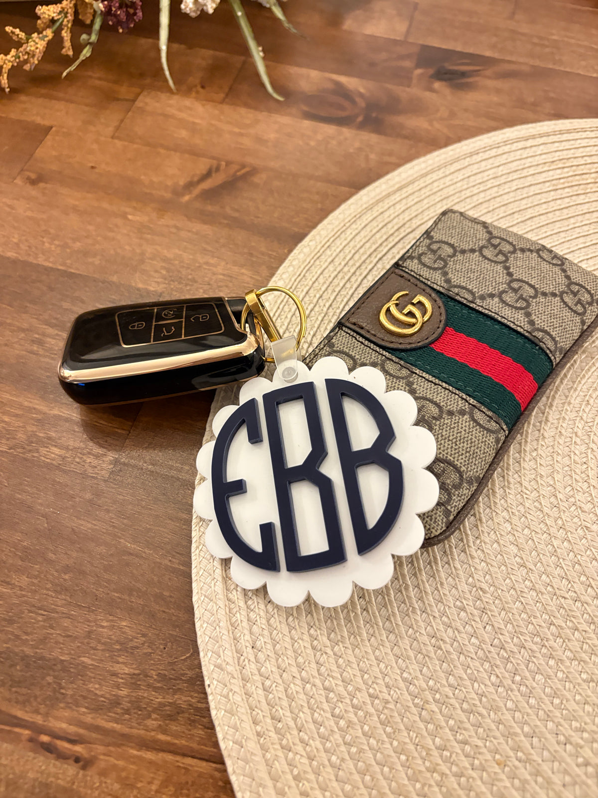 Ella Blue Monogram Keychain