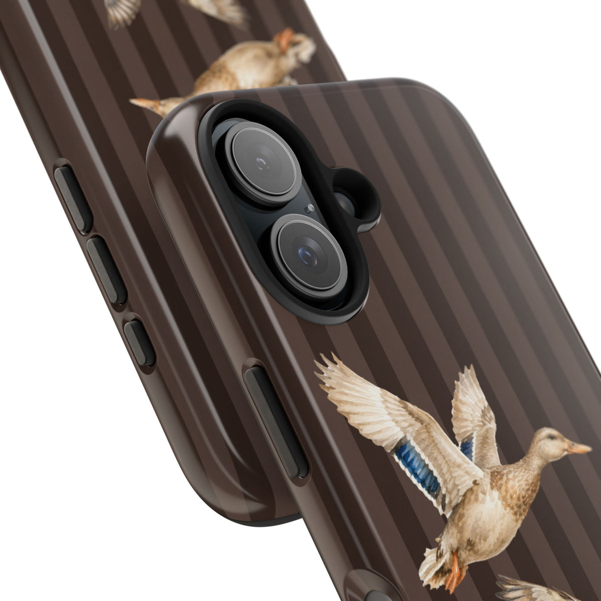 The Duck Flight Phone Case — Brown Striped
