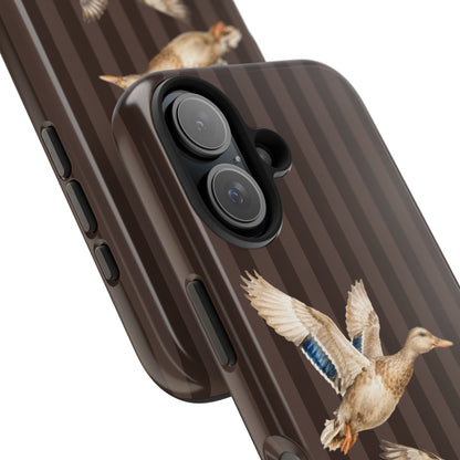 The Duck Flight Phone Case — Brown Striped