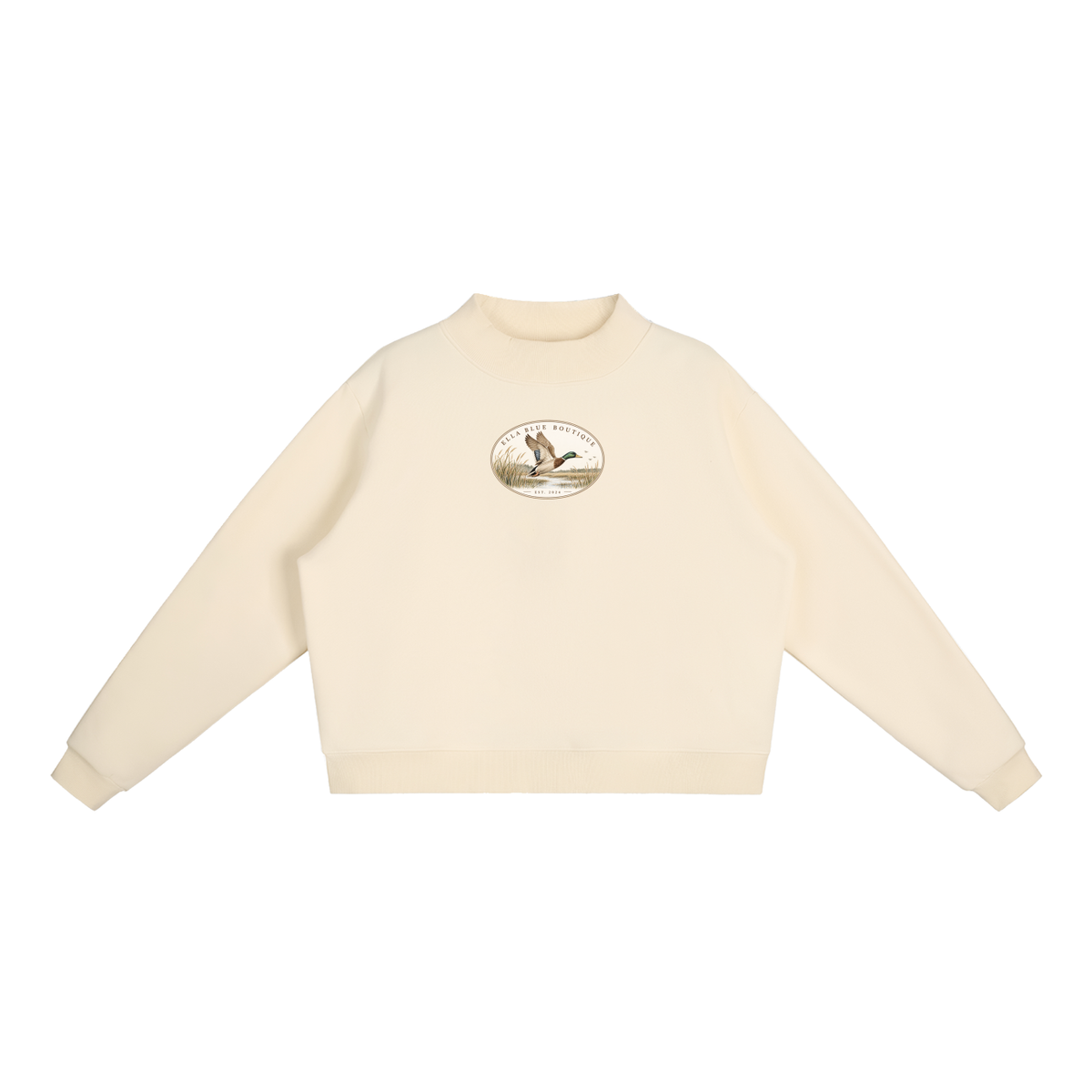 Faux Patch Mock Neck
