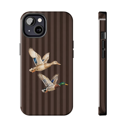 The Duck Flight Phone Case — Brown Striped